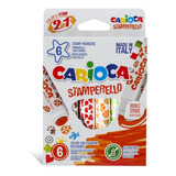 Canetinha Hidrocor Com Carimbo Carioca 6 Cores Ponta Conica