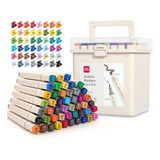 Canetinha Pintura Profissiona Kit 48 Pç Ponta Dupla + Estojo