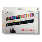 Canetinha Ponta Pincel Brush Pen 20 Cores 2-4mm Brush Colors
