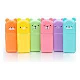 Canetinhas Marca Texto Colorida Papelaria Fofa Ursinhos Kit