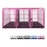 Canil Gatil Gaiola 3 Lugares Horizontal Pet Shop Veterinária Cor Rosa