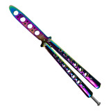 Canivete Butterfly Rainbow Fade Sem Corte Para Treino