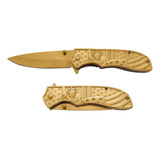 Canivete Faca Dobrável Saque Rápido Detalhe Dourado C/ Clipe