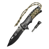 Canivete Semi Automático C/ Paracord Pederneira Clip D Bolso