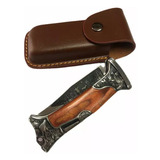 Canivete Tático Inox Super Luxo Coleção Com Bainha Couro