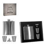 Cantil Garrafa Porta Bebida Bolso Inox Whisky Funil 2 Copos