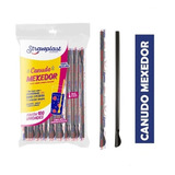 Canudo Colher Mexedor Preto Para Drinks 100 Unidades
