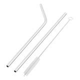 Canudo Inox Reutilizável Ecológico Escova Limpeza Kit 3 Pcs