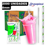 Canudo Plástico Grosso 8mm Milkshake Strawplat Cx 2.000 Und