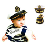 Cap Chapéu Capitão Quepe Marinha Marinheiro Fantasia Infanti Cor Branco