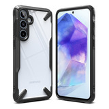 Capa | Ringke Fusion X | Para Samsung Galaxy A55 | Cor Preta | Acabamentos Premium | Proteção Contra Choques