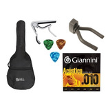 Capa Bag Violão + Capo + Encordoamento + Suporte+ 3 Palhetas
