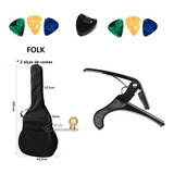 Capa Bag Violão Folk + Capotraste+ 6 Palhetas+porta Palhetas