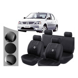 Capa Banco Carro Couro Courvin Logo Renault Universal