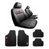 Capa Banco Carro Em Couro Fiat + Tapete Strada Working Cd 2010 2011 2012 2013 2014 2015 2016