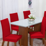 Capa Cadeira 4 Lugares Jantar Malha E Elástico Resistente Cor Vermelho