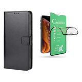Capa Case Carteira Flip + Película Cerâmica Para Samsung A34