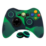 Capa Case Silicone Protetora Controle Xbox 360 Cor Preto/verde