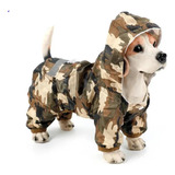 Capa Chuva Pet Cachorro Camuflada Capuz Roupa Gato Pequeno