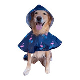 Capa De Chuva Cachorro Impermeável Flamingo C/ Capuz Tam 4xl