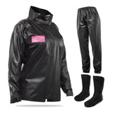 Capa De Chuva Feminina Delta + Bota Moto Motoqueiro Motoboy
