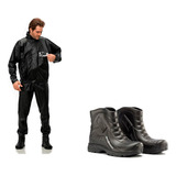 Capa De Chuva Motoqueiro Pvc + Bota Impermeável Pantaneiro 