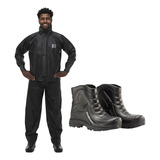 Capa De Chuva Motoqueiro Pvc + Bota Pvc Impermeável