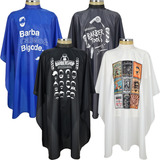 Capa De Corte Estampada Cabeleireiro / Barbeiro Kit Com 4