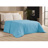 Capa De Edredom Solteiro Duvet Zíper 400 Fios +1 Fronha Luxo Cor Azul