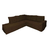 Capa De Sofá Canto Malha Gel Elasticada (chaise) Cor Marrom Lisa