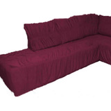 Capa De Sofá Canto Malha Gel Elasticada (chaise) Cor Vinho Lisa