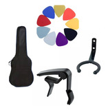 Capa De Violão + Suporte De Violão + Capotraste + Palhetas