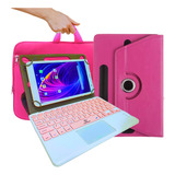 Capa Giratória Kit C Teclado Touchpad Rosa P/ Tablet 10.1 Po