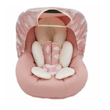 Capa P/ Bebê Conforto+ Capota+apoio + Prot.cinto Nuvens Rosê