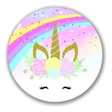 Capa Para Painel Redondo Tema Unicornio Colorido Decoração
