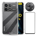 Capa Para Poco F6 Pro + Película 3d Vidro + Pelic Lente Cam