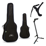 Capa Para Violão + Capotraste + Suporte De Chão Kit