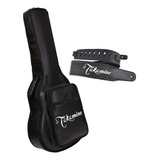 Capa Para Violao Takamine Couro + Correia Couro Bordada