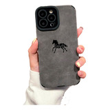 Capa Para iPhone - Cavalo Cinza/veludo