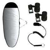 Capa Prancha Stand Up+ Fitas Rack+ Leash Espiral Sup 