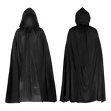  Capa Preta De Vampiro C/ Capuz Fantasia Halloween Bruxa 