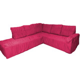 Capa Protetora P/ Sofá De Canto Chaise Elasticada Cor Pink Lisa