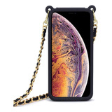 Capa Protetora Para iPhone Com Alça Ombro Diagonal Silicone