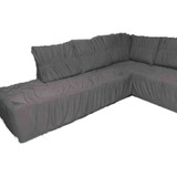 Capa Protetora Sofá De Canto Chaise Em Malha Gel Elasticada Cor Cinza Liso