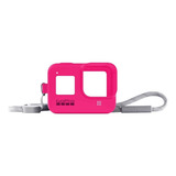 Capa Silicone Gopro Hero 8 + Cordão - Sleeve + Lanyard Gopro Cor Rosa