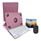 Capa + Teclado Mouse S/fio P/ Tablet Positivo 10 Polegadas Cor Rosê