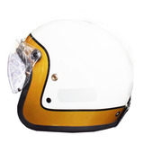 Capacete Aberto Kraft Old School Street Branco Dourado