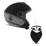 Capacete Aberto New Atomic Skull Riders Pro Tork Cor Preto Com Prata Tamanho Do Capacete 58