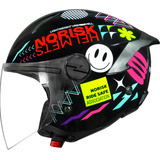 Capacete Aberto Norisk Neo Buddy Orion Free Preto/branco 