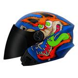 Capacete Aberto Personalizado Pro Tork New Three Coyote Fume Azul 56